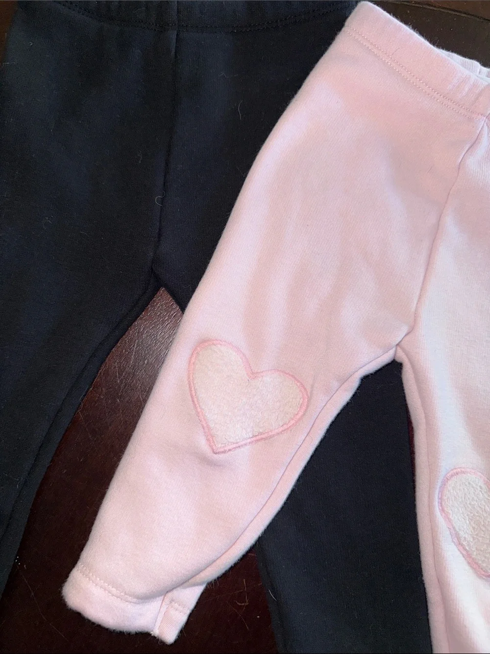 3 pairs ofOld Navy Pink, gray, and Black Heart Knee Patch Fleece Joggers